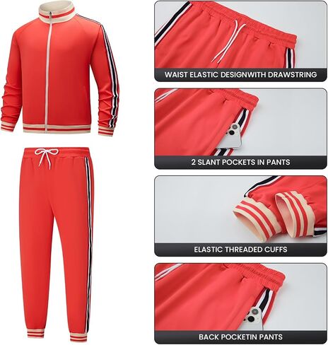Men's Track suits Sets Long Sleeve Full-zip Sweatsuit Active Jackets and Pants 2 Piece Outfits in Saudi Arabia