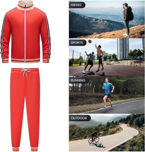 Men's Track suits Sets Long Sleeve Full-zip Sweatsuit Active Jackets and Pants 2 Piece Outfits in Saudi Arabia