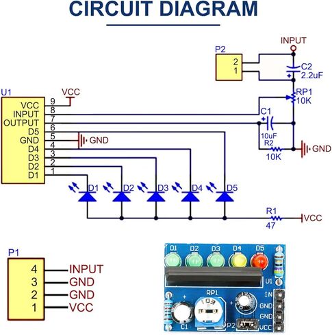 KA2284 Level Indicator Module 3.5V - 12V LED Power Indicator Adjustable Audio Level Indicator for AC/DC Level Indication with Dupont Cable(5PCS) in Kuwait