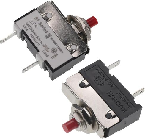 125/250V AC 50V DC Push Button Thermal Circuit Breaker 0.5 Amps, Overload Protection Quick Connect Terminals Manual Reset Switch for Motor Blender Upright Vacuum Cleaner Coffee Grinder 0.5A in Saudi Arabia