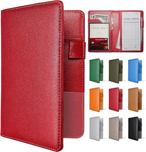 Mymazn Server Book with Zipper and Magnetic Pocket, Cute Waitress Book Server Booklet, Serving Book Fits Server Apron with High Volume Pocket, Floral Green in Saudi Arabia