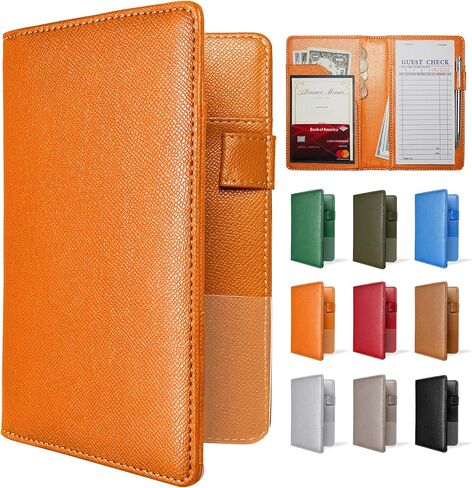 Mymazn Server Book with Zipper and Magnetic Pocket, Cute Waitress Book Server Booklet, Serving Book Fits Server Apron with High Volume Pocket, Floral Green in Kuwait