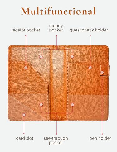 Mymazn Server Book with Zipper and Magnetic Pocket, Cute Waitress Book Server Booklet, Serving Book Fits Server Apron with High Volume Pocket, Floral Green in Kuwait