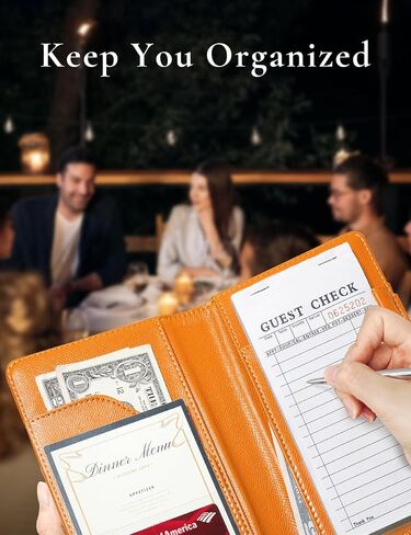 Mymazn Server Book with Zipper and Magnetic Pocket, Cute Waitress Book Server Booklet, Serving Book Fits Server Apron with High Volume Pocket, Floral Green in Kuwait