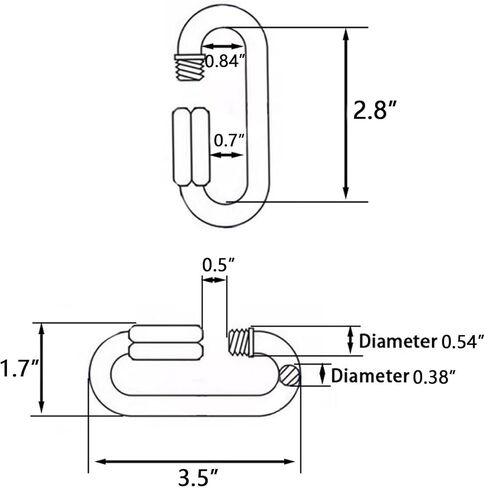 12 Pcs M3.5 Stainless Steel Chain and Rope Quick Coupler Links, High Strength and Large Load-Bearing Locking Carabiner Connector Snaps, 1.5"(L) x 0.8"(w), Link Diameter 0.14" in Saudi Arabia