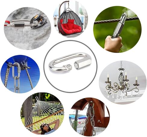 12 Pcs M3.5 Stainless Steel Chain and Rope Quick Coupler Links, High Strength and Large Load-Bearing Locking Carabiner Connector Snaps, 1.5"(L) x 0.8"(w), Link Diameter 0.14" in Saudi Arabia