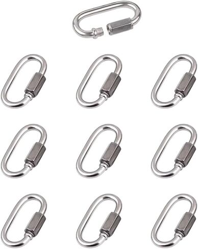 12 Pcs M3.5 Stainless Steel Chain and Rope Quick Coupler Links, High Strength and Large Load-Bearing Locking Carabiner Connector Snaps, 1.5"(L) x 0.8"(w), Link Diameter 0.14" in Saudi Arabia