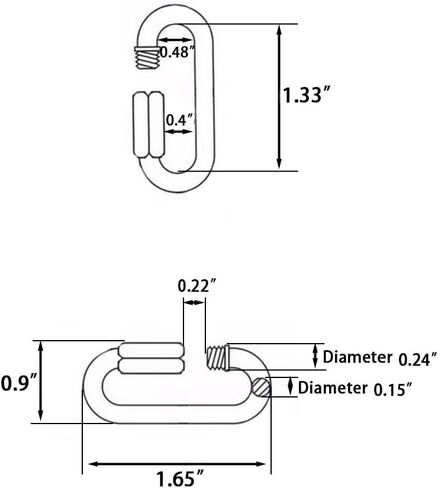 12 Pcs M3.5 Stainless Steel Chain and Rope Quick Coupler Links, High Strength and Large Load-Bearing Locking Carabiner Connector Snaps, 1.5"(L) x 0.8"(w), Link Diameter 0.14" in Saudi Arabia