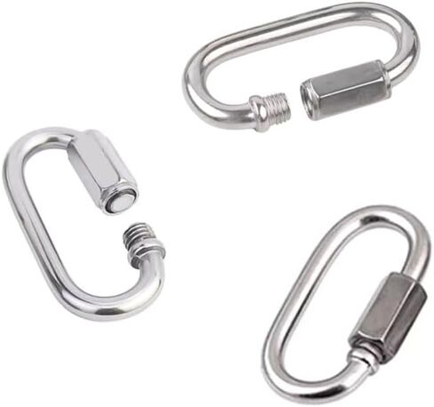 12 Pcs M3.5 Stainless Steel Chain and Rope Quick Coupler Links, High Strength and Large Load-Bearing Locking Carabiner Connector Snaps, 1.5"(L) x 0.8"(w), Link Diameter 0.14" in Saudi Arabia