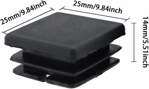 16PCS 25x25mm Black Plastic Square Tube Plug Tube Stopper Table and Chair Legs Padded Feet Suitable for Table Leg Chair Leg Rod Tube in Saudi Arabia