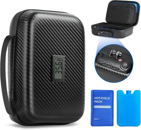 Insulin Cooler Travel Case, Insulin Pen Medication Cooling Case, Keep Traveling Diabetes Medicine Cool Organizer with Temperature, 2 Reusable Ice Packs, TSA Certified Password Lock in Saudi Arabia