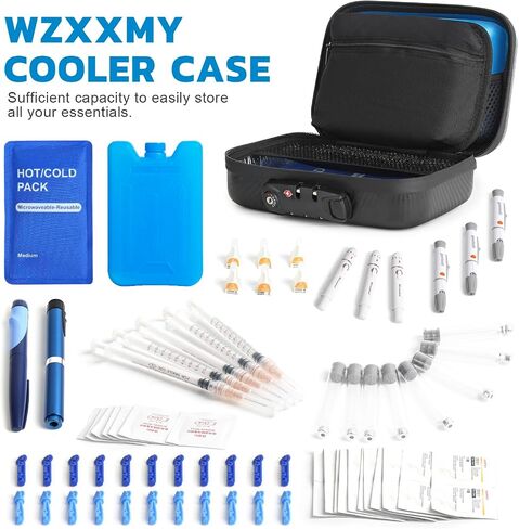 Insulin Cooler Travel Case, Insulin Pen Medication Cooling Case, Keep Traveling Diabetes Medicine Cool Organizer with Temperature, 2 Reusable Ice Packs, TSA Certified Password Lock in Saudi Arabia