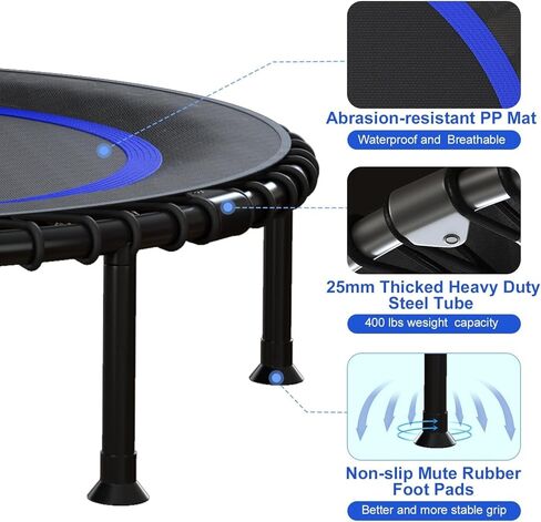 جهاز ريبوندر مقاس 40 بوصة للكبار بوزن 450 رطلًا من بنجي صامت صغير للياقة البدنية تمرين داخلي/خارجي مع مقود قابل للتعديل in Kuwait