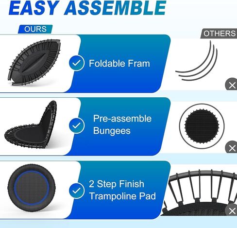 جهاز ريبوندر مقاس 40 بوصة للكبار بوزن 450 رطلًا من بنجي صامت صغير للياقة البدنية تمرين داخلي/خارجي مع مقود قابل للتعديل in Kuwait