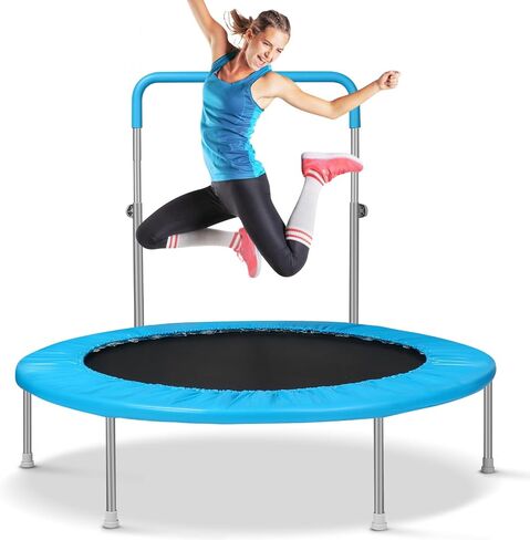 Rebounder Trampoline for Adults with Adjustable Bar, Mini Fitness Trampoline for Adults and Kids, Small Exercise Trampoline with Handle for Indoor Outdoor Workout in Saudi Arabia