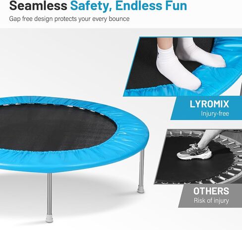Rebounder Trampoline for Adults with Adjustable Bar, Mini Fitness Trampoline for Adults and Kids, Small Exercise Trampoline with Handle for Indoor Outdoor Workout in Saudi Arabia