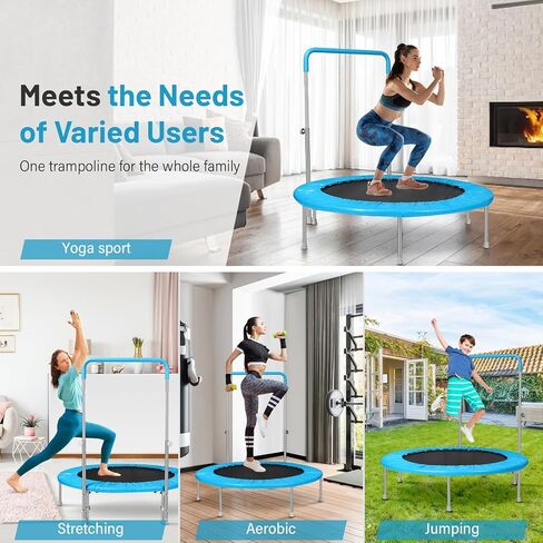 Rebounder Trampoline for Adults with Adjustable Bar, Mini Fitness Trampoline for Adults and Kids, Small Exercise Trampoline with Handle for Indoor Outdoor Workout in Saudi Arabia