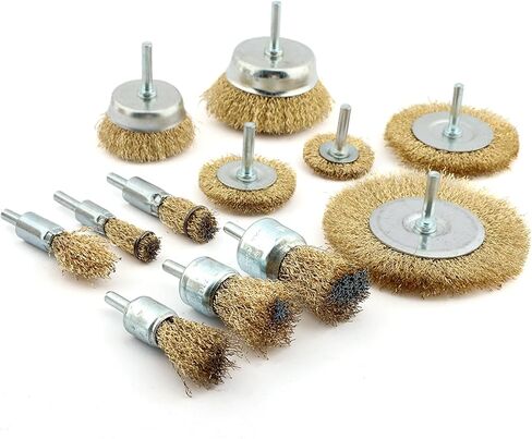12-Piece Abrasive Brass-Coated Wire Wheel, Drill Wire Brush with 1/4-Inch Hex Shank, Wire Brush Drill Bit, Wire Brush for Rust Removal, Wire Brush Drill Attachments (As Shown) in Saudi Arabia
