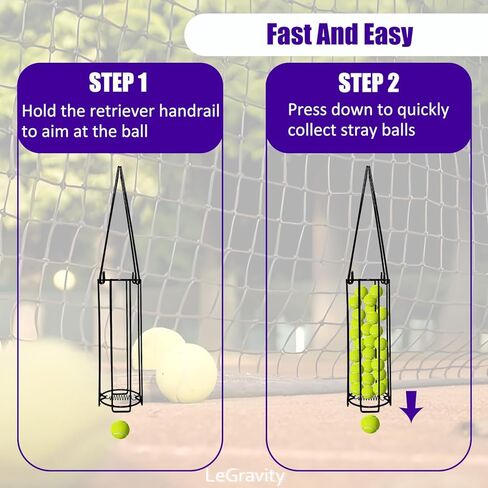 LeGravity Pickleball & Tennis Balls Hopper With 2 LED Light Up Pickleballs,Tennis Ball Retriever Basket Carrier,Easy Pickup Balls Collector Container,Pickleball Steel Stand For Storeage in Kuwait