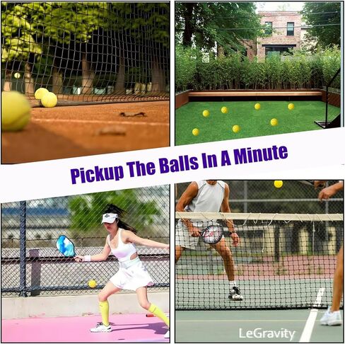 LeGravity Pickleball & Tennis Balls Hopper With 2 LED Light Up Pickleballs,Tennis Ball Retriever Basket Carrier,Easy Pickup Balls Collector Container,Pickleball Steel Stand For Storeage in Kuwait
