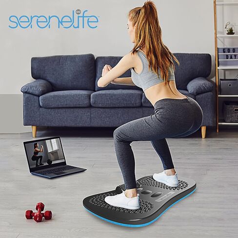 سجادة Serenelife الخشبية المضادة للتعب - لوح توازن متذبذب من الخشب الصلب الطبيعي المريح مع تصميم مريح، سجادة أرضية مريحة للمكاتب الدائمة، وتمارين اللياقة البدنية للمنزل، والعلاج، باللون الأسود in Saudi Arabia