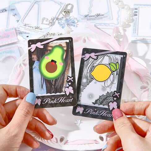 60 ورقة غطاء بطاقة الصورة المعبود ملصقات ديكور DIY، شريط فيونكة ملصقات بطاقة الصور ذاتية اللصق، ملصق إطار الصورة على شكل قلب مجوف، ملصقات كورية لطيفة لحامل بطاقات الصور الفوتوغرافية، ألبوم مجلد بطاقات الصور in Kuwait
