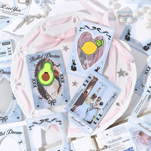 60 ورقة غطاء بطاقة الصورة المعبود ملصقات ديكور DIY، شريط فيونكة ملصقات بطاقة الصور ذاتية اللصق، ملصق إطار الصورة على شكل قلب مجوف، ملصقات كورية لطيفة لحامل بطاقات الصور الفوتوغرافية، ألبوم مجلد بطاقات الصور in Kuwait