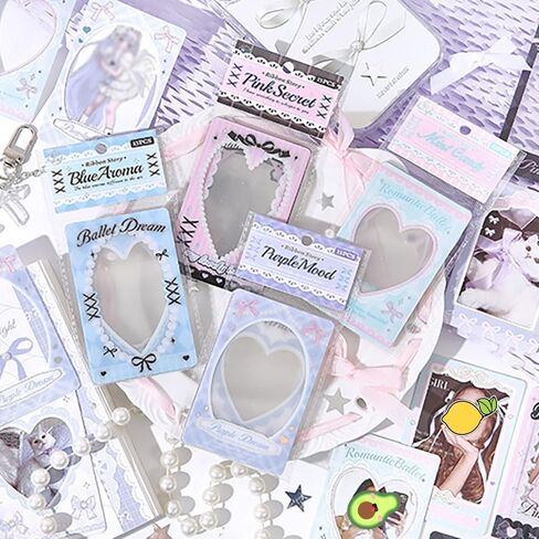 60 ورقة غطاء بطاقة الصورة المعبود ملصقات ديكور DIY، شريط فيونكة ملصقات بطاقة الصور ذاتية اللصق، ملصق إطار الصورة على شكل قلب مجوف، ملصقات كورية لطيفة لحامل بطاقات الصور الفوتوغرافية، ألبوم مجلد بطاقات الصور in Kuwait