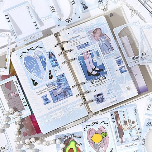 60 ورقة غطاء بطاقة الصورة المعبود ملصقات ديكور DIY، شريط فيونكة ملصقات بطاقة الصور ذاتية اللصق، ملصق إطار الصورة على شكل قلب مجوف، ملصقات كورية لطيفة لحامل بطاقات الصور الفوتوغرافية، ألبوم مجلد بطاقات الصور in Kuwait