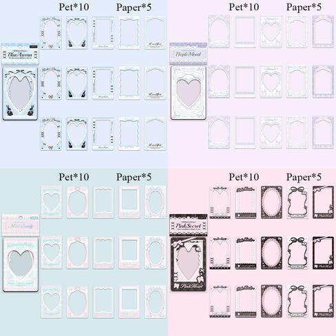 60 ورقة غطاء بطاقة الصورة المعبود ملصقات ديكور DIY، شريط فيونكة ملصقات بطاقة الصور ذاتية اللصق، ملصق إطار الصورة على شكل قلب مجوف، ملصقات كورية لطيفة لحامل بطاقات الصور الفوتوغرافية، ألبوم مجلد بطاقات الصور in Kuwait