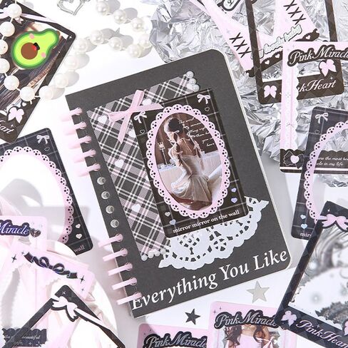 60 ورقة غطاء بطاقة الصورة المعبود ملصقات ديكور DIY، شريط فيونكة ملصقات بطاقة الصور ذاتية اللصق، ملصق إطار الصورة على شكل قلب مجوف، ملصقات كورية لطيفة لحامل بطاقات الصور الفوتوغرافية، ألبوم مجلد بطاقات الصور in Kuwait