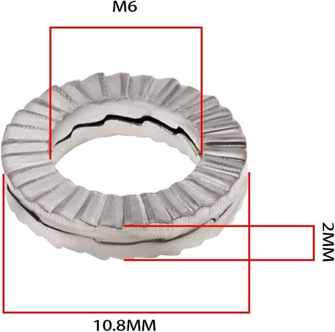 ECSiNG 20PCS M6 Wedge Manganese Steel Washers Double Stack Locking Washers Outer Diameter 10.8mm Thickness 2mm for Distribute Pressure from Bolts and Nuts in Kuwait