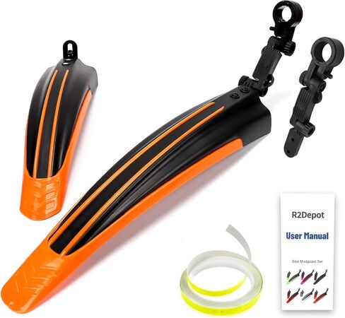 Bike Mudguard Set with 8M DIY Reflective Tape, 2 Parts-Universal Full Cover Thicken Widen Bicycle Fender Set, Front/Rear Mud Guards Fit for 20"/22"/24"/26" MTB Mountain Road Bike Riding Cycling in Kuwait