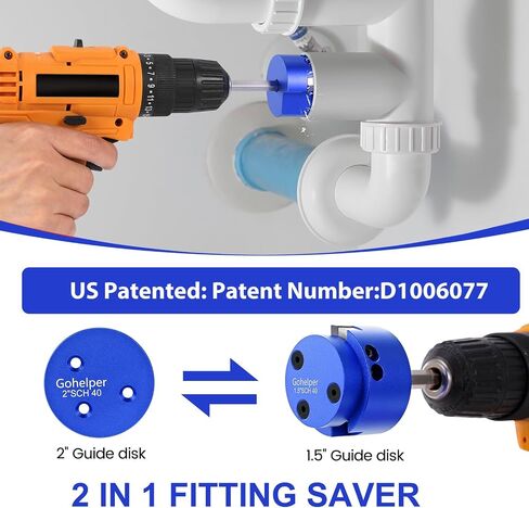 PVC Fitting Saver with 1-½-Inch and 2 Inch Head Aluminum, PVC Pipe Reamer, PVC Socket Saver with 0.315" Hex Shaft, For Water Lines, Drain Lines, Vent Lines in Saudi Arabia