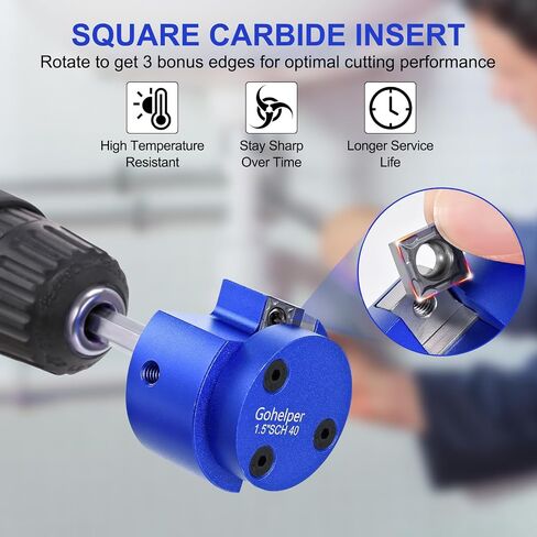PVC Fitting Saver with 1-½-Inch and 2 Inch Head Aluminum, PVC Pipe Reamer, PVC Socket Saver with 0.315" Hex Shaft, For Water Lines, Drain Lines, Vent Lines in Saudi Arabia