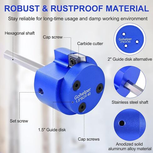 PVC Fitting Saver with 1-½-Inch and 2 Inch Head Aluminum, PVC Pipe Reamer, PVC Socket Saver with 0.315" Hex Shaft, For Water Lines, Drain Lines, Vent Lines in Saudi Arabia