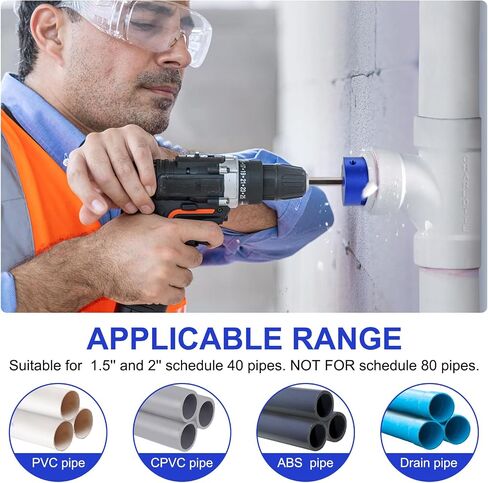 PVC Fitting Saver with 1-½-Inch and 2 Inch Head Aluminum, PVC Pipe Reamer, PVC Socket Saver with 0.315" Hex Shaft, For Water Lines, Drain Lines, Vent Lines in Saudi Arabia