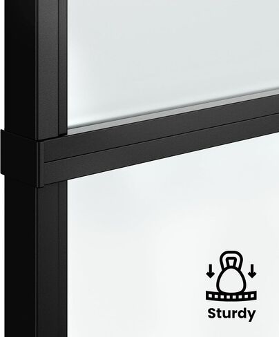 SmartStandard 42in x 84in Frosted Glass Sliding Barn Door,6-Panel Glass with Hardware Kit Included and Soft-Close,Aluminum Frame with Door Guides Waterproof & Quiet,Pre-Drilled Holes Easy Assembly in Saudi Arabia