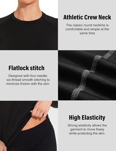 Womens Thermal Compression Long Sleeve Shirts Fleece Lined Tops Crew Neck Slim Fit Base Layer Ladies Underwear in Saudi Arabia