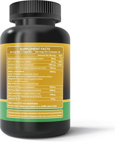 Berberine 1300mg with Green Tea Extract, Resveratrol, Red Yeast Rice & CoQ10 – 13-in-1 Immune Health, Natural Metabolic Support – 60 Capsules – Non-GMO, Lab Tested in Saudi Arabia