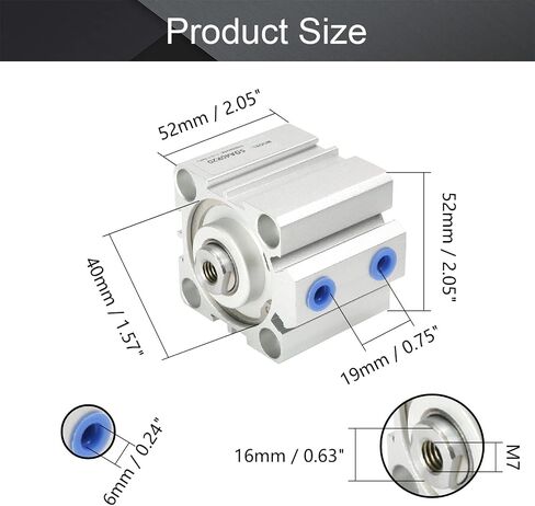 Othmro Air Cylinders SDA40x20 Sealing Thin Air Cylinder Pneumatic Air Cylinders 1.57inch Bore 0.79inch Stroke Aluminium Alloy Pneumatic Components for Pneumatic and Hydraulic Systems in Saudi Arabia