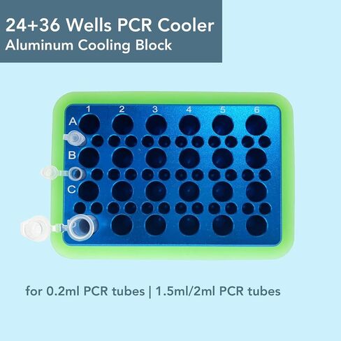 كتلة تبريد من الألومنيوم - مبرد أنابيب PCR، 24 أنبوبًا سعة 1.5 مل/2 مل مع 36 أنبوبًا سعة 0.2 مل in Saudi Arabia