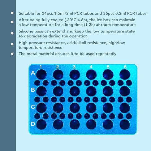 كتلة تبريد من الألومنيوم - مبرد أنابيب PCR، 24 أنبوبًا سعة 1.5 مل/2 مل مع 36 أنبوبًا سعة 0.2 مل in Saudi Arabia