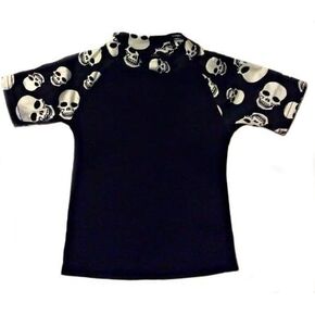 Kids Wetsuit Short Sleeve Rash Guard UV Sun Protection Shirt (2, Black)