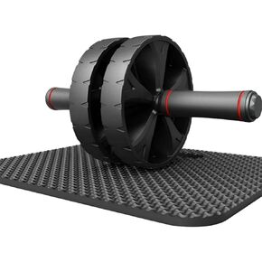 عجلة شياوكيس آب رولر - معدات تمارين البطن لتدريبات القوة الأساسية والبطن الصعبة مع بساط الركبة، جهاز دوار للبطن لتدريب القوة الأساسية (أسود) in Kuwait