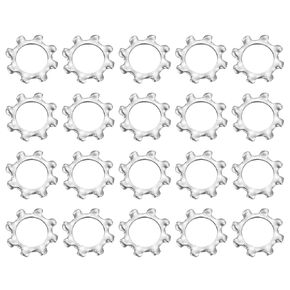 uxcell M8 100Pcs External Tooth Star Lock Washers, 410 Stainless Steel Tooth Locking Ring Washers Quick Speed Star Nut Locking Fastener, Silver