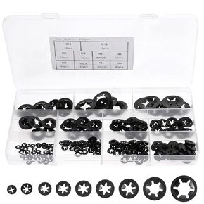265PCS 9 Sizes Internal Tooth Star Lock Washers, Large Quick Speed Push On Lock Washers, Black Hardware Nuts Kit, Push Nuts Assortment