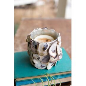 Kalalou Oyster Shell Round Candle Holder, One Size, Off- White