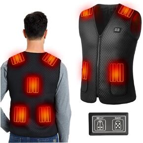 Sojoy Smart Heated Vest For Men Women Washable USB Heating Vest with 7 Heating Zones for Hiking,Hunting,Fishing SIZE XXL (Battery is not Included)