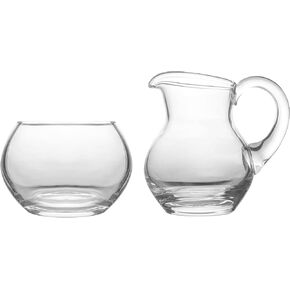 Glass - Sugar and Creamer - Set - Coffee Serving Set - Cream Pitcher and Sugar Bowl Set - 6 Oz. Capacity - Classic Clear - Made in Europe - by Barski